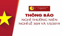 Thông báo nghỉ Thường niên và Lễ 30/4 – 1/5/2019