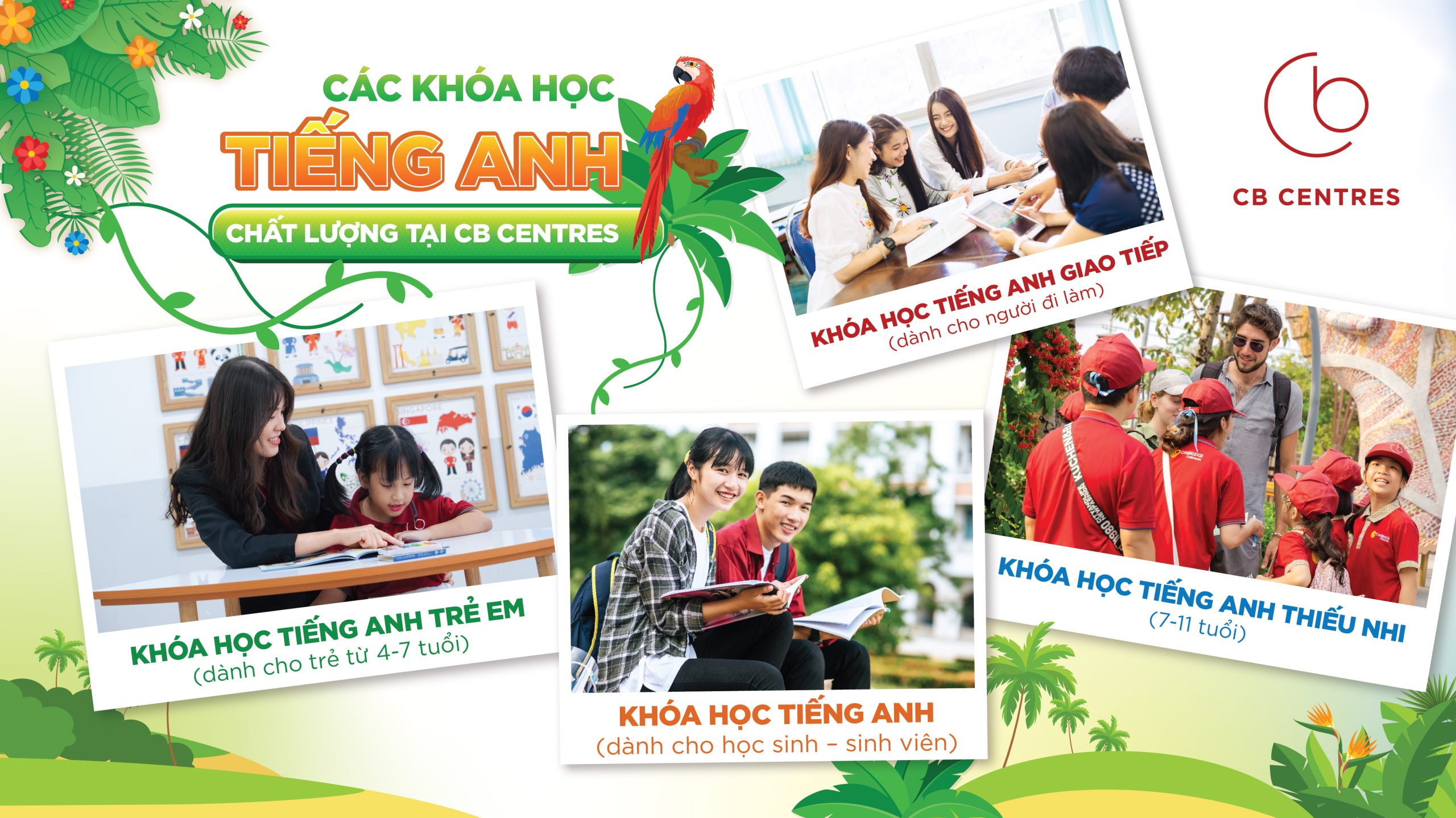 CB Centres đa dạng các khóa học tiếng Anh phù hợp độ tuổi và nhu cầu