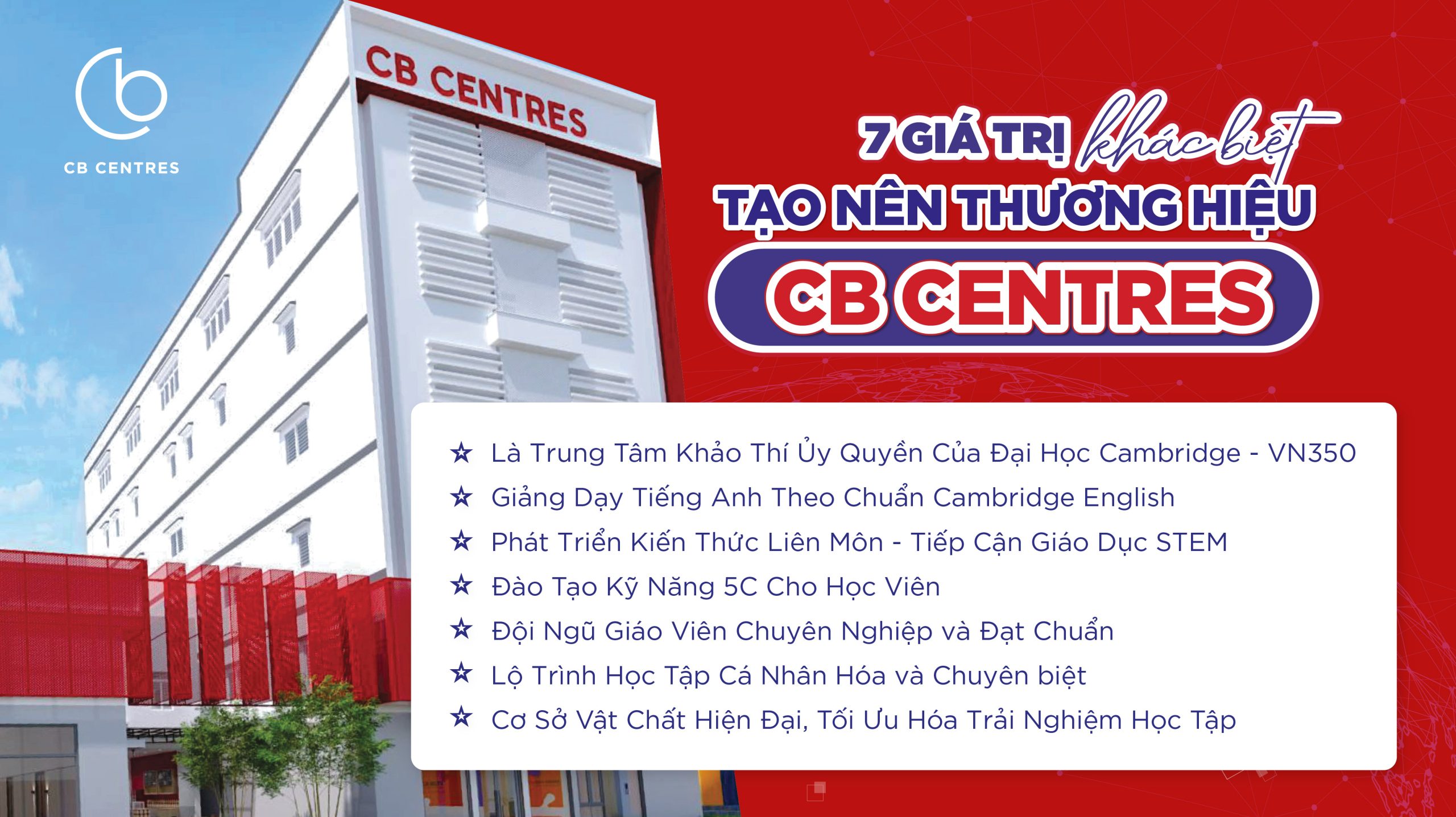 7 GIÁ TRỊ KHÁC BIỆT TẠO NÊN THƯƠNG HIỆU CB CENTRES TRONG ĐÀO TẠO TIẾNG ANH